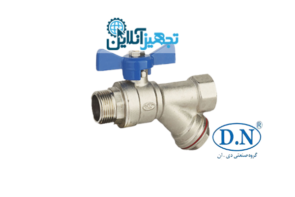 شیر گازی یکسر رو پیچ صافی دار برنجی (سنگین)  DN-11Y1MF سایز 1/2 اینچ دی ان